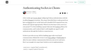 
                            2. Authenticating Socket.io Clients – Will Timpson – Medium