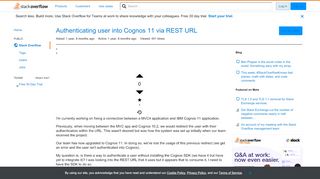 
                            9. Authenticating user into Cognos 11 via REST URL - Stack Overflow