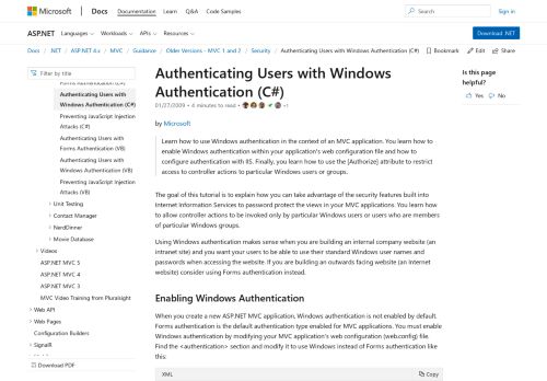 
                            1. Authenticating Users with Windows Authentication (C#) | Microsoft Docs