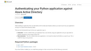 
                            4. Authenticating your Python application against Azure Active Directory ...