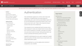 
                            2. Authentication - 1.3 - CakePHP cookbook