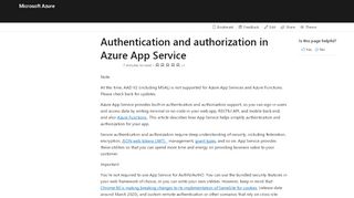 
                            2. Authentication and authorization - Azure App Service | Microsoft Docs
