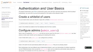 
                            2. Authentication and User Basics — JupyterHub 0.9.4 documentation