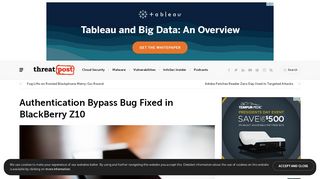 
                            12. Authentication Bypass Bug Fixed in BlackBerry Z10 | Threatpost | The ...