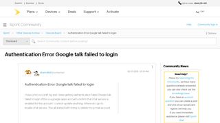 
                            11. Authentication Error Google talk failed to login - Sprint Community