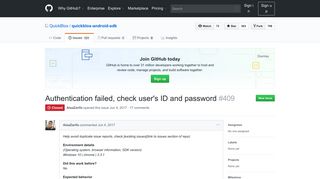 
                            2. Authentication failed, check user's ID and password · Issue #409 ...