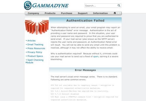 
                            4. Authentication Failed - The Error Explained - Gammadyne Corporation