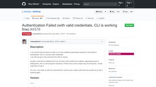 
                            3. Authentication Failed (with valid credentials, CLI is working ... - GitHub
