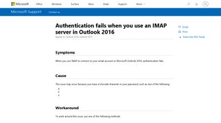 
                            1. Authentication fails when you use an IMAP server in Outlook 2016