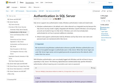 
                            13. Authentication in SQL Server | Microsoft Docs