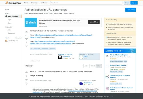 
                            11. Authentication in URL parameters - Stack Overflow