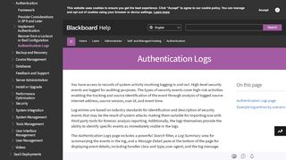 
                            7. Authentication Logs | Blackboard Help