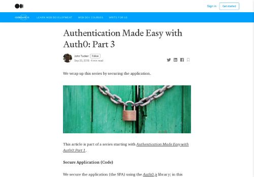 
                            13. Authentication Made Easy with Auth0: Part 3 – codeburst