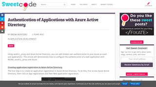
                            11. Authentication of Applications with Azure Active Directory · Sweetcode.io