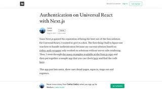 
                            3. Authentication on Universal React with Next.js – Carlos Castro - Medium