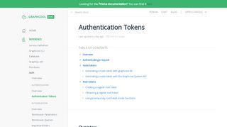 
                            8. Authentication Tokens | Graphcool Docs