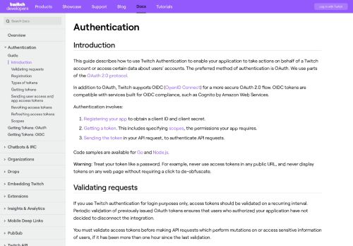 
                            1. Authentication | Twitch Developers
