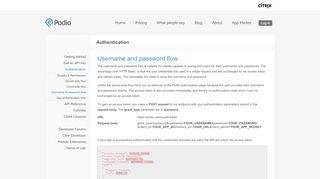 
                            3. Authentication: Username & password flow - Podio API Documentation
