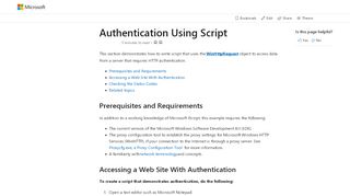 
                            2. Authentication Using Script - Windows applications | Microsoft Docs