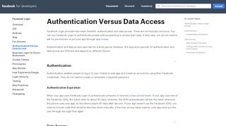
                            5. Authentication Versus Data Access - Facebook Login