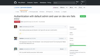 
                            3. Authentication with default admin and user on dev env fails · Issue ...