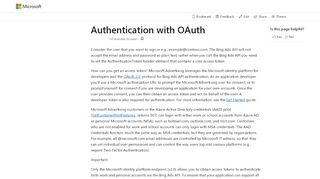 
                            2. Authentication with OAuth - Bing Ads | Microsoft Docs