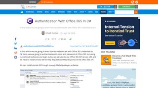 
                            4. Authentication With Office 365 In C# - C# Corner