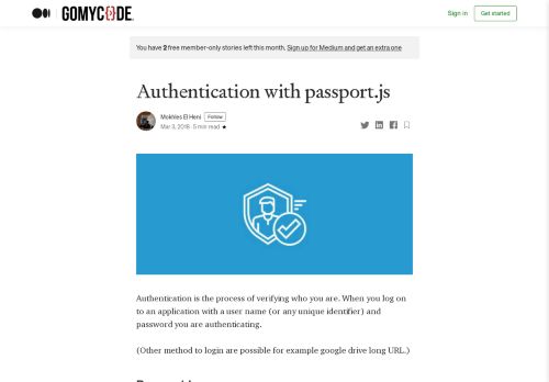 
                            6. Authentication with passport.js – GoMyCode – Medium