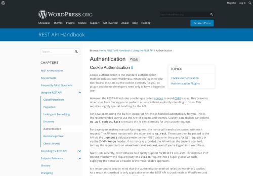 
                            8. Authentication | WP REST API v2 Documentation