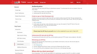 
                            6. Authentication - Yelp Fusion