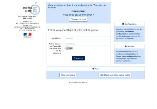 
                            2. Authentification - Académie de Rennes