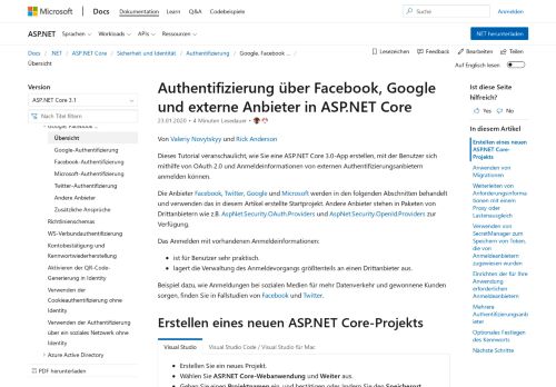 
                            3. Authentifizierung über Facebook, Google und externe Anbieter in ...