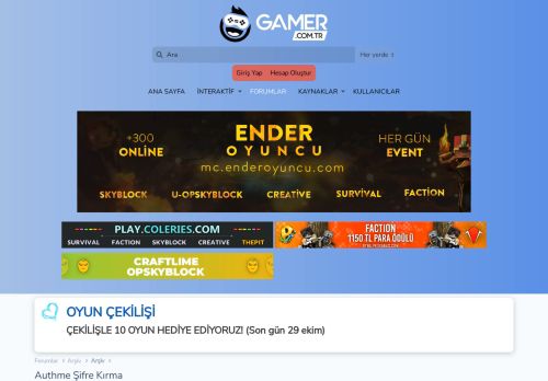 
                            1. Authme Şifre Kırma | Oyun Forumu - Gamer.Com.TR