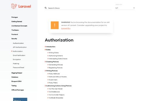 
                            6. Authorization - Laravel - The PHP Framework For Web Artisans