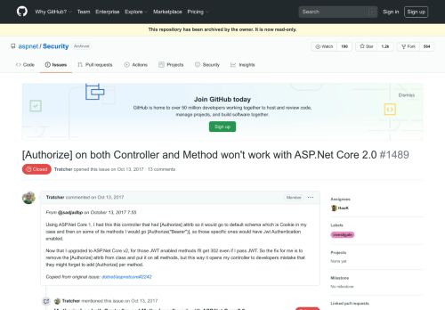 
                            6. [Authorize] on both Controller and Method won't work with ASP.Net ...