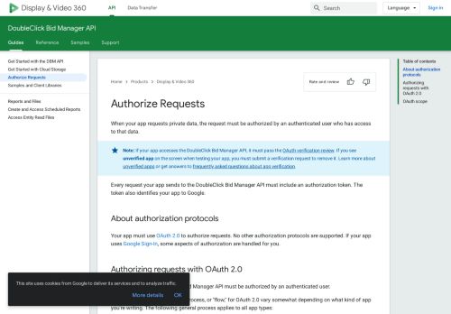 
                            9. Authorize Requests | Display & Video 360 | Google Developers