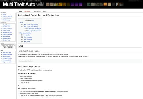 
                            3. Authorized Serial Account Protection - Multi Theft Auto: Wiki