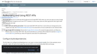 
                            3. Authorizing and Using REST APIs | Google APIs for Android | Google ...