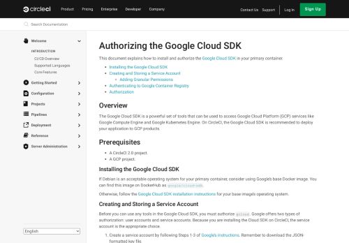 
                            5. Authorizing the Google Cloud SDK - CircleCI