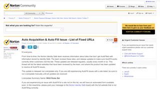 
                            11. Auto Acquisition & Auto Fill Issue - List of Fixed URLs | Norton ...