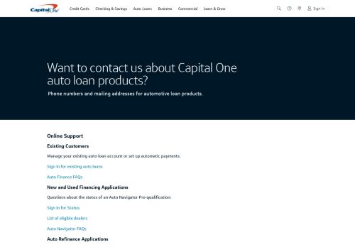 
                            11. Auto Finance Contact | Support Center - Capital One