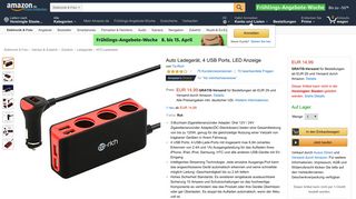
                            3. Auto Ladegerät, 4 USB Ports, Auto Adapter, LED: Amazon.de: Elektronik