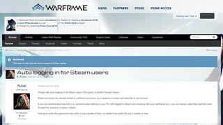 
                            13. Auto logging in for Steam users - General - Warframe Forums