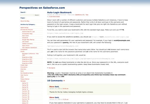 
                            8. Auto-Login Bookmark | Perspectives on Salesforce.com