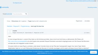 
                            1. Auto Login für einen User - Shopware Community Forum