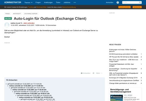 
                            6. Auto Login für Outlook (Exchange Client) - Administrator