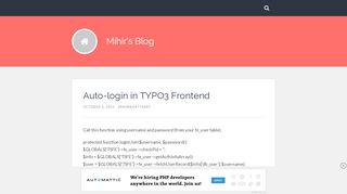
                            5. Auto-login in TYPO3 Frontend – Mihir's Blog