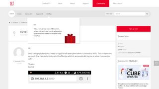 
                            9. Auto Login in WiFi Captive Portal - OnePlus Community - OnePlus Forums