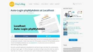 
                            10. Auto-Login phpMyAdmin at Localhost – PRoy's Blog