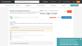 
                            5. Auto Login Script - Script Center - Spiceworks